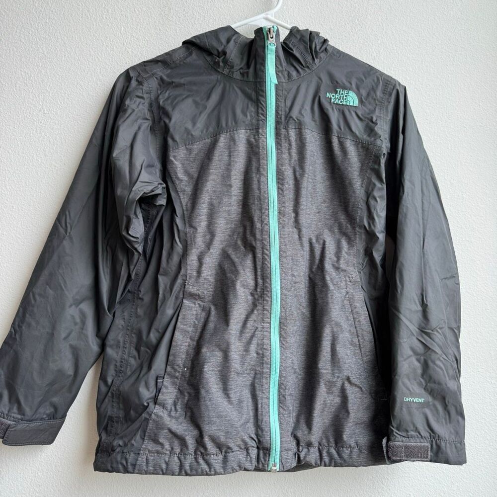 The North Face Gray Blue Windbreaker Light Weight Jacket Coat Girls 10/12 Medium